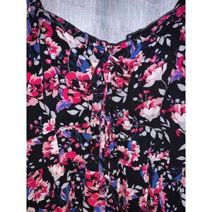 Torrid 00 Floral Sundress With Adjustable Straps & Lace-Up Front